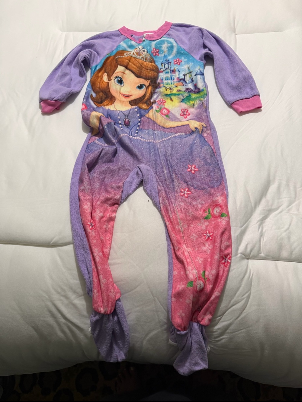 Disney Sofia the First Lavender and Pink Footed One-Piece Pajama